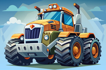 Heavy duty construction tractor toy in bright colors, educational visuals, and construction-themed illustrations. Durable design ideal for preschool and toddler fun