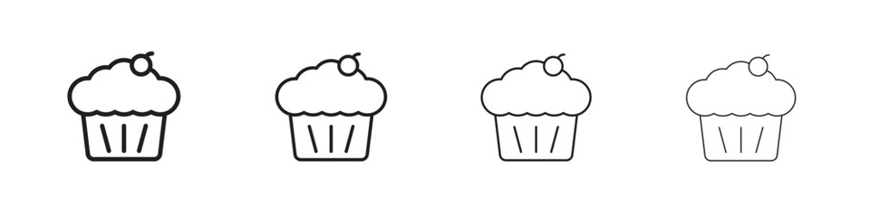 Cupcake icon outline vector pack. Best for web, mobile, ui