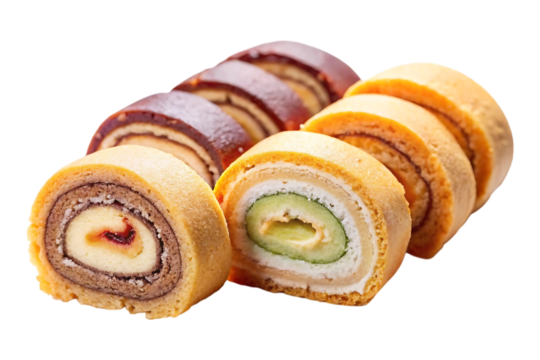 cake roll slices isolated image on a transparent background
