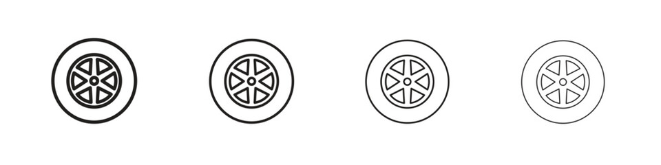 Obraz premium Car wheel icon outline vector pack. Best for web, mobile, ui
