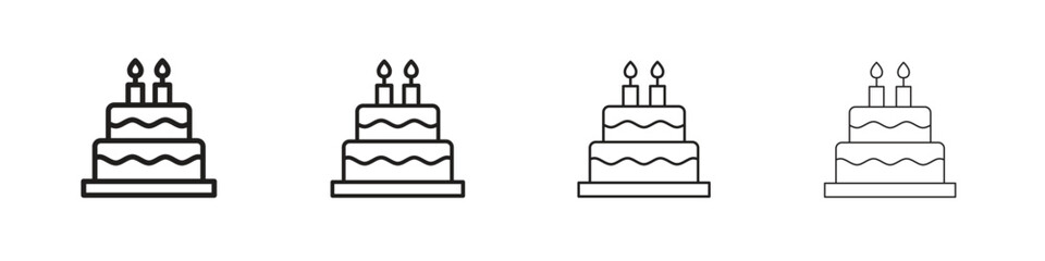 Birthday cake icon outline vector pack. Best for web, mobile, ui