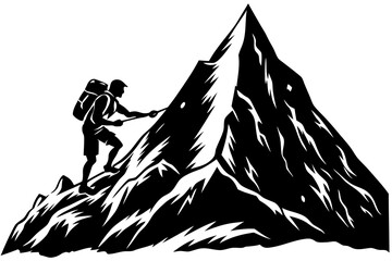 Hiker Climbing Mountain