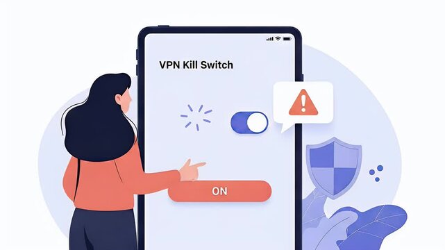 Woman activating vpn kill switch on smartphone