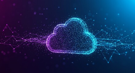 Digital Cloud Icon with Lines and Points