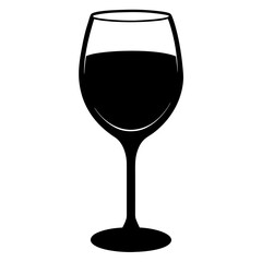 Black wine glass silhouette filled with dark liquid