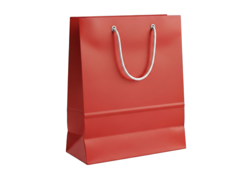 Red paper shopping bag for retail branding mockup
