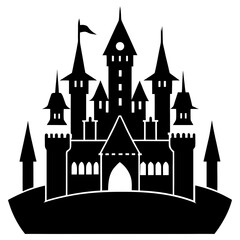Obraz premium Majestic gothic castle silhouette black vector medieval