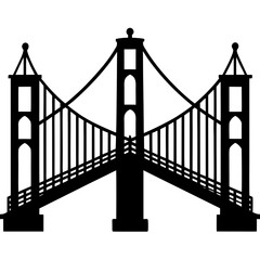 Obraz premium Suspension bridge silhouette black vector architecture