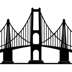 Obraz premium Suspension bridge silhouette black vector architecture