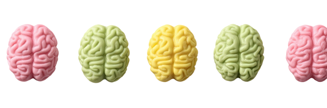 Colorful brain-shaped candies