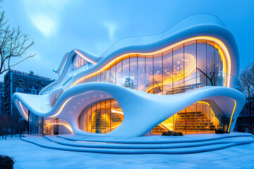 Architectural marvel of a modern public library.