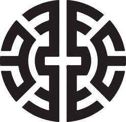 Obraz premium Minimalist Neo-Tribal Circle Icon Set, Geometric Tribal Symbol Vector.