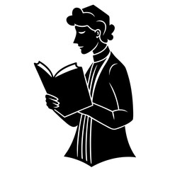 Person reading open book silhouette vector