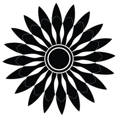 Black and white abstract floral design with layered petals vector