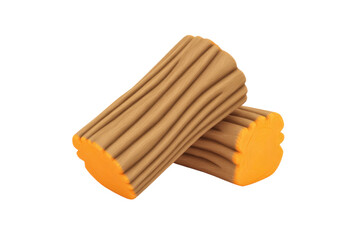 Dog chew toy logs indoor playtime rubber toys fun environment. Isolated on transparent background, png.