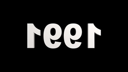1991 3d text animation on black background. Animation of happy new year text 1991. Number counter animation Counting timer number animation. 4k resolution
