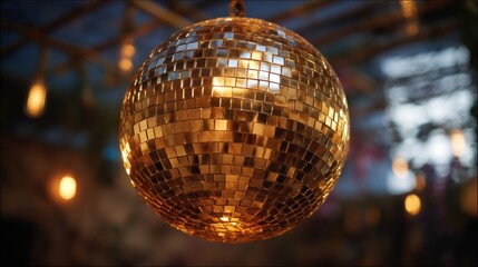 Obraz premium Golden disco ball decorates interior