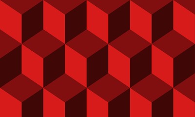 Seamless Isometric 3D Cube Pattern in Red Tones – Geometric Abstract Background