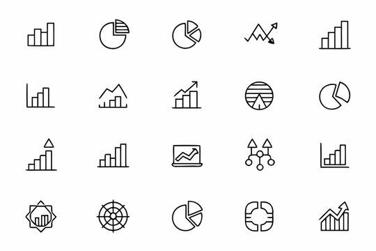 A clean and professional line-art bundle featuring essential data visualization charts &mdash; ideal for business decks, financial reports, and UI dashboards