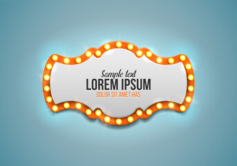 Shining retro billboard. Vintage bright sign board for your design. Vector illustration.