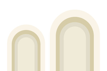 Fototapeta premium A bold graphic with two different-height, vertical shapes Each has concentric layers of beige, off-white, cream