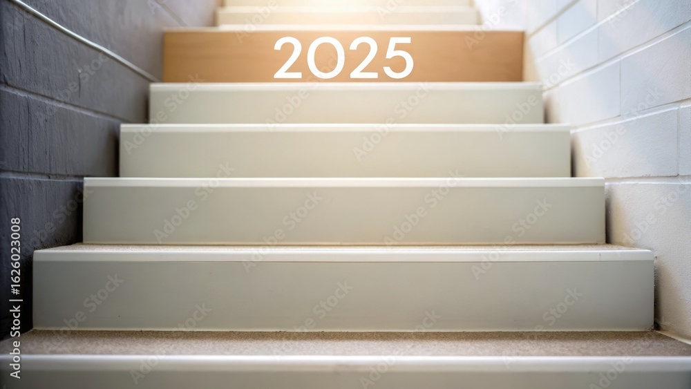 Aufkleber steps towards success climbing the staircase of progress in 2025 visual journey of motivation modern