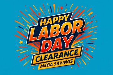 Happy labor day clearance mega savings with explosive fireworks design