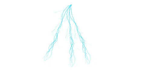 A digital rendering of a bright blue lightning bolt against a black background in a graphic design