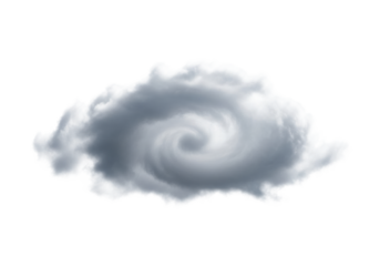 Voluminous, swirling grey clouds with delicate edges and subtle gradients of light and shadow, creating depth against a transparent minimalist plain, concept of mystery and transition