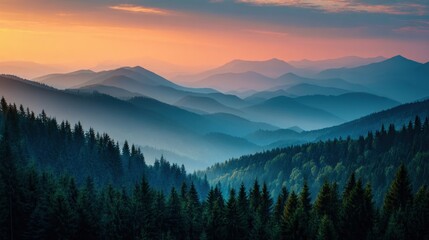 Obraz premium Misty mountain sunrise landscape