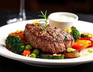 Grilled steak with roasted vegetables (1)