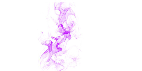 A vivid purple abstract shape with blurred edges on a stark black background dominates the left side
