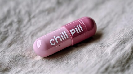 Pink chill pill concept for stress relief
