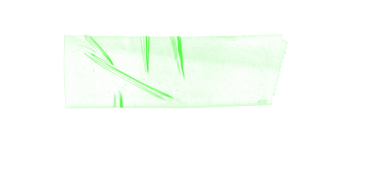 A bright green textured rectangle with frayed edges on a solid black background in a horizontal view