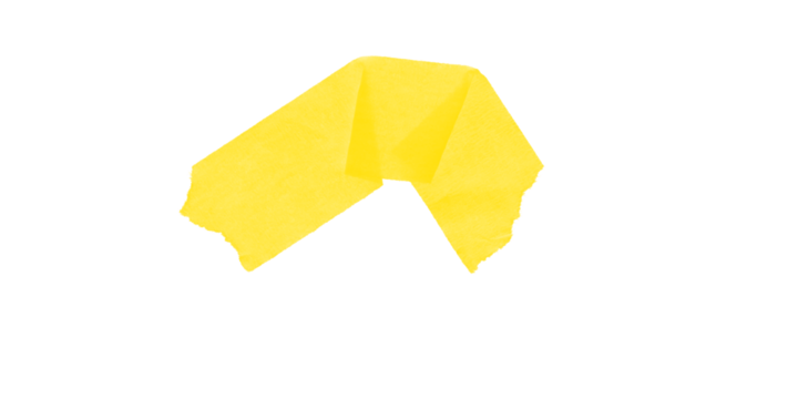 A yellow geometric shape with pixelated edges against a stark black background creates a bold image