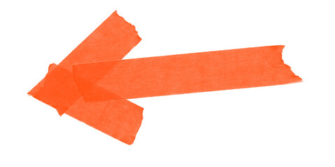 A vibrant orange arrow pointing towards the left direction on a stark black background illustration