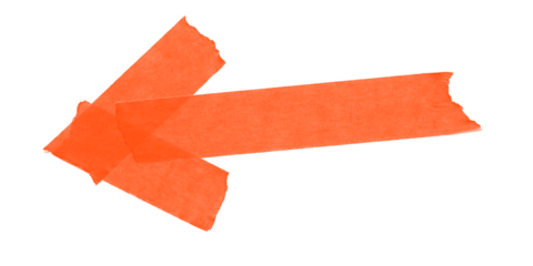 A vibrant orange arrow pointing towards the left direction on a stark black background illustration