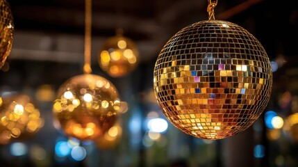 Obraz premium Golden disco ball decoration