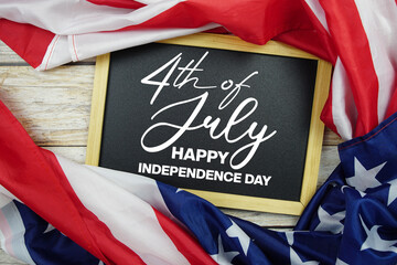 Happy 4th Of July Independence Day with USA flag American holiday background