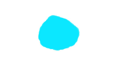 Cyan watercolor splatter blob with uneven edges on transparent background for creative highlights and art designs