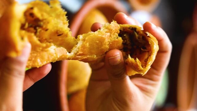 Pyaaz kachori or khasta fried indian breakfast street food
