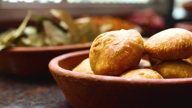 Pyaaz kachori or khasta fried indian breakfast street food