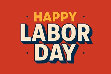 Obraz premium Retro style happy labor day greeting with bold typography on orange background