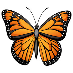 Elegant monarch butterfly with vibrant orange wings on a white background