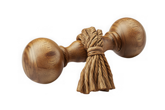 Wooden cabinet knob with rope tassel, furniture hardware, rustic style, home decor, interior design, diy projects, crafts, isolated on transparent background