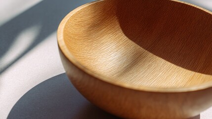Empty light wooden bowl