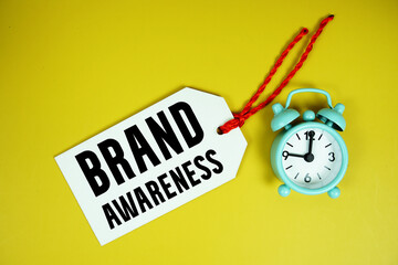 Brand Awareness text price tag label with alarm clock Promotion shopping concept