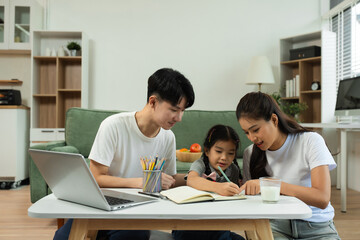 
Family spending happy time together on vacation.