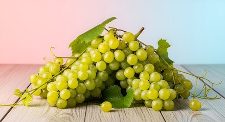 Sun-Kissed Vineyard Harvest: A Bountiful Bunch of Fresh Green Grapes