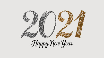 Sparkling 2021 Happy New Year illustration with festive glitter effect and elegant typography